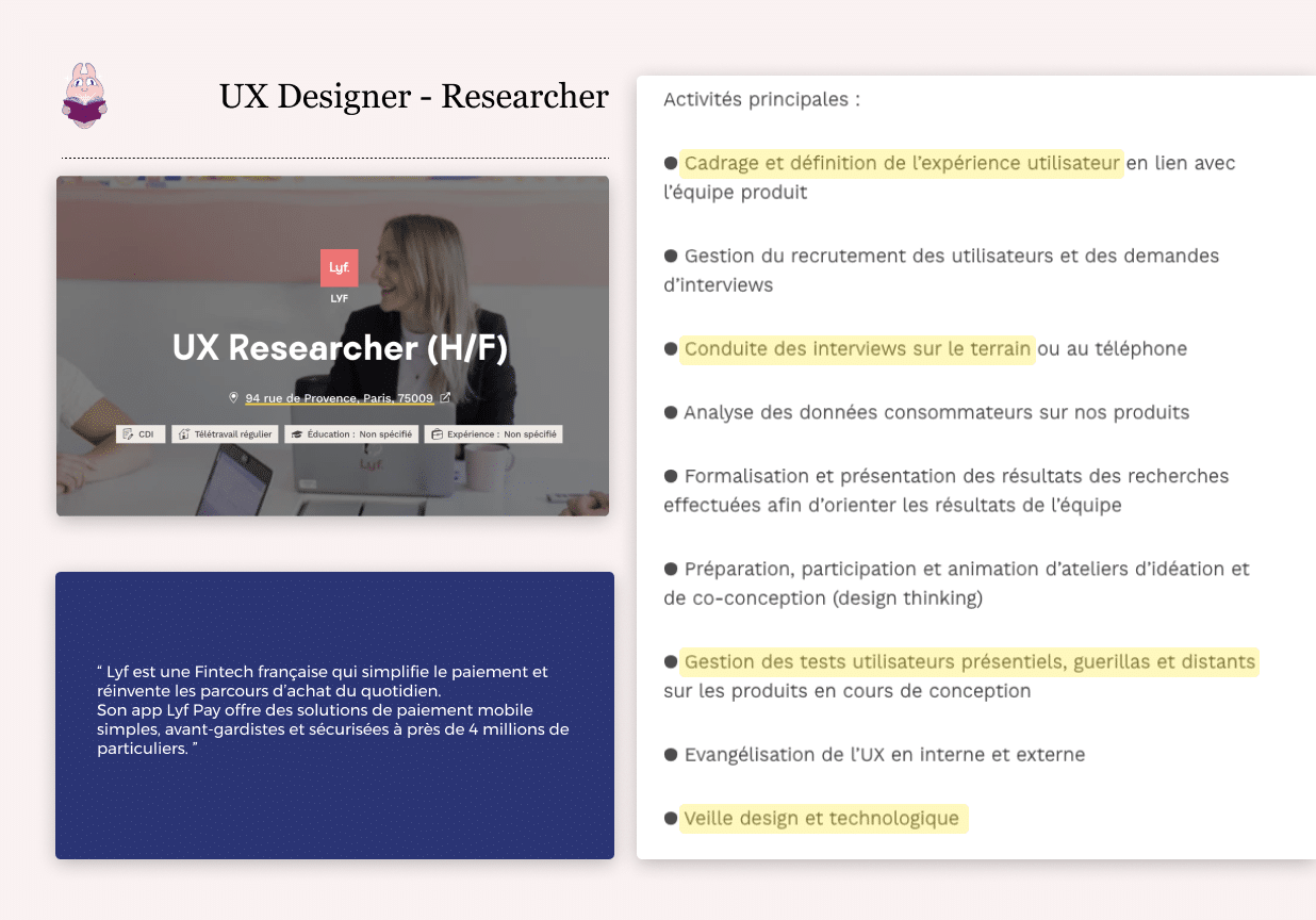 annonce ux designer researcher